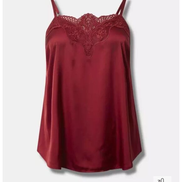 Torrid Sophie Satin Lace Trim Cami size 18/20 in Biking Red - Picture 4 of 4